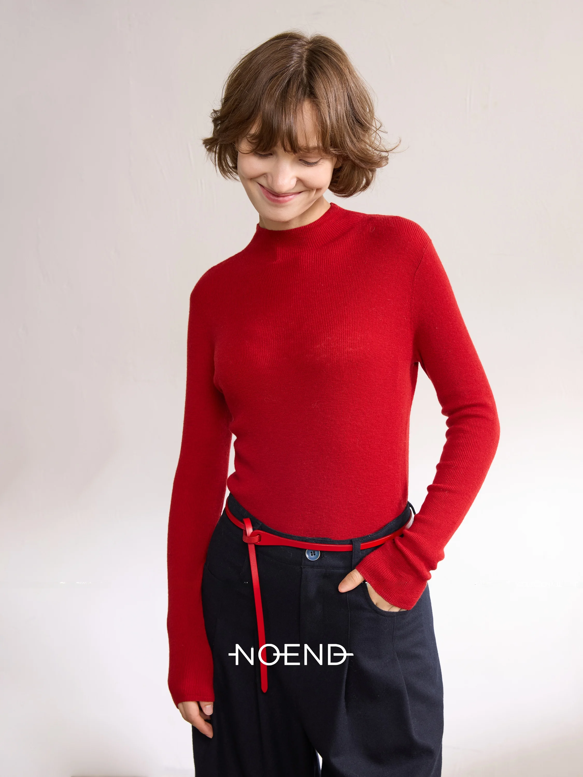 

Noend Winter Capsule Series Long Sve Camere Base irt 48 Stitches Color f High Collar Women's Knitted Sweater