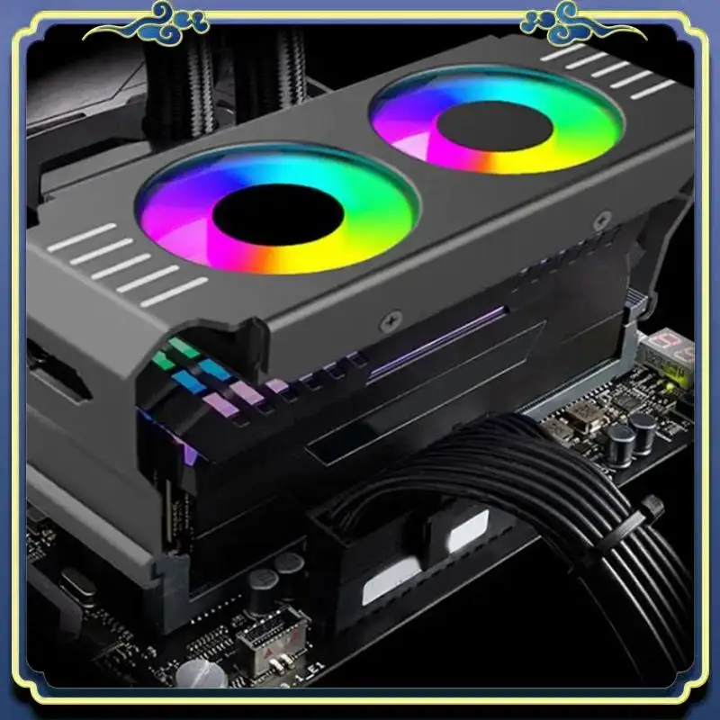 

Portable 2X Computer RAM Memory Module Cooler PC DDR4 DDR5 Overlock Dual ARGB Sync PWM Fans Aluminium RGB Cooling Radiator(A)