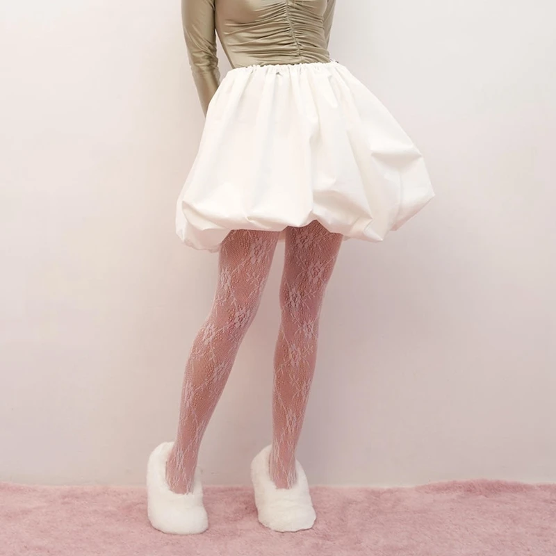 Y2K Vintage Loose Fitting Elastic Waist Short Lantern Skirt Casual Solid Color Balloon A-line Skirt Women Puff Ball Mini Skirts