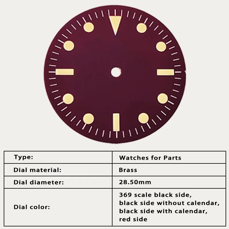 28.5mm tidak ada LOGO jam tangan Literal hijau Dial Retro bercahaya disesuaikan untuk 8215/2813 gerakan mekanik alat perbaikan jam bagian