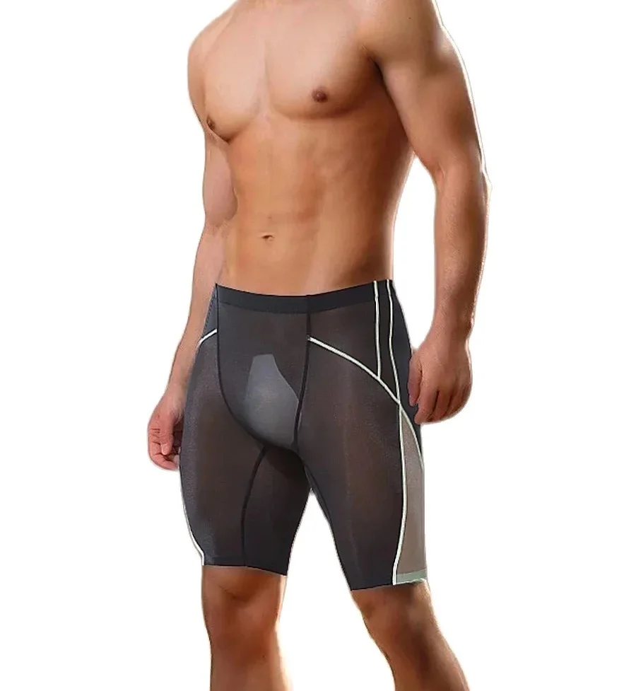 Ropa interior deportiva para hombre, bóxer de seda de hielo para correr, antidesgaste, antidesgaste, alargamiento de piernas, único, fresco y a la