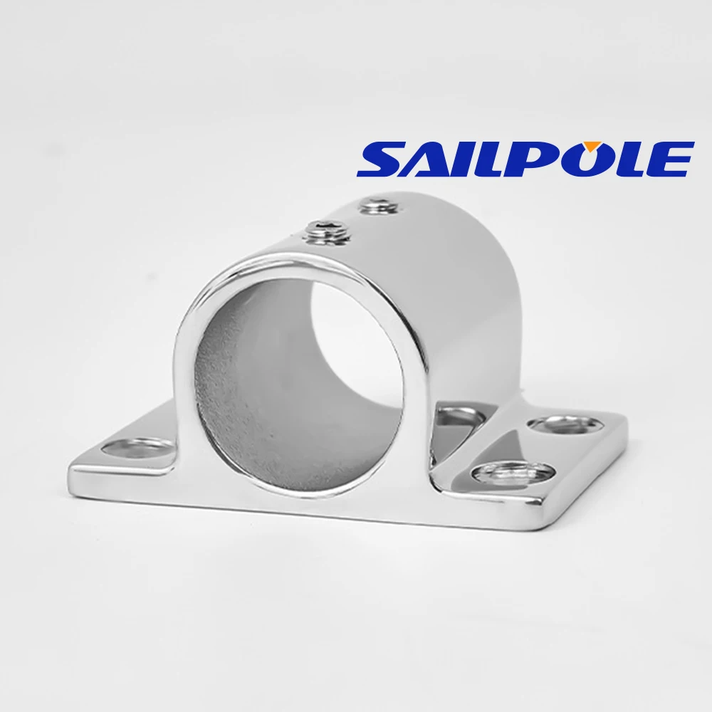 Stainless Steel Boat Blind/Through Type 90 Degree Rectangle Stanchion Base Handrail Mount 20 22 25mm Fitting Tube