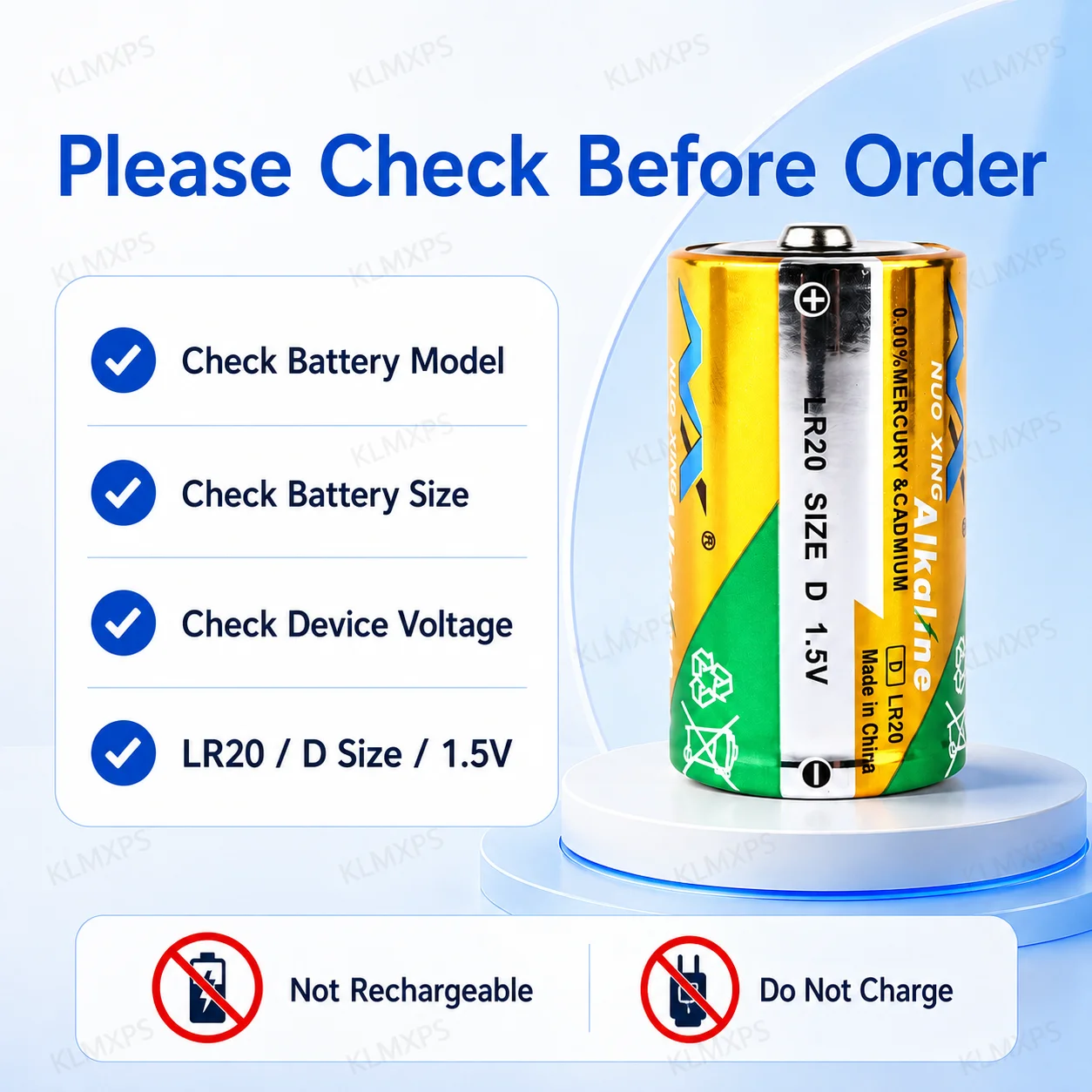 LR20 D Size Alkaline Battery 1.5V AM1 MN1300 Dry Cell Battery for Gas Stove Flashlight Water Heater Radio Water Toy