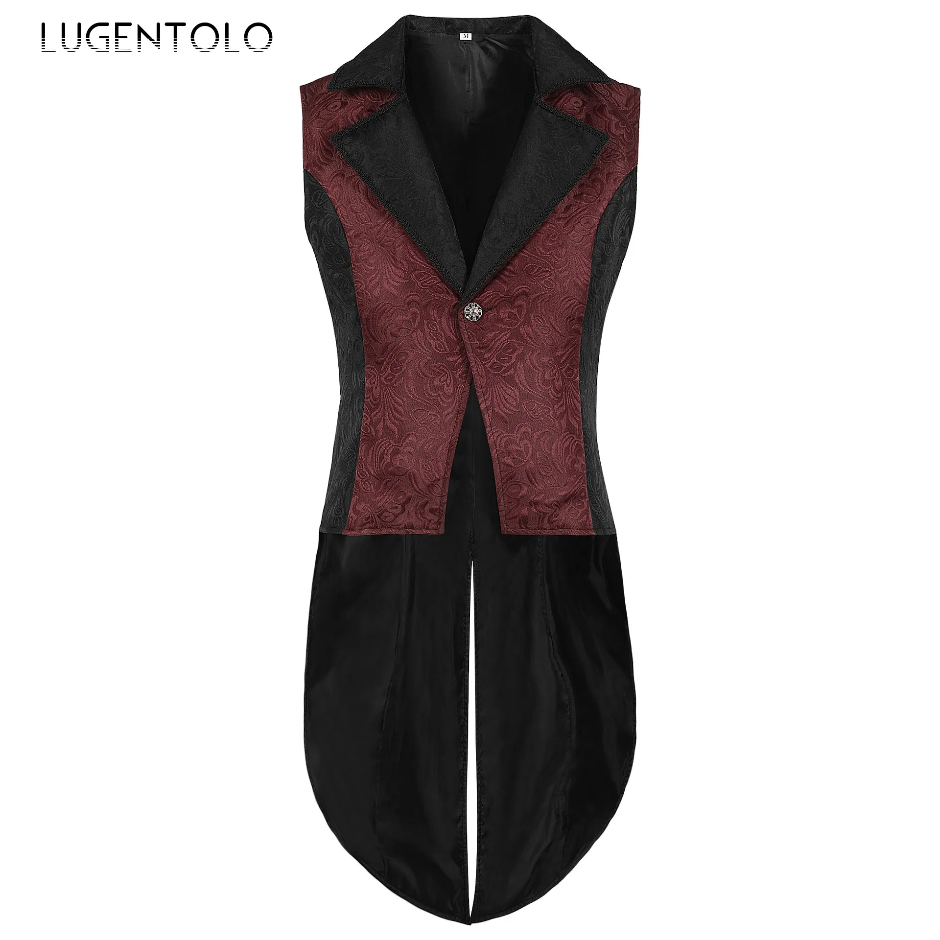 Men Retro Casual Vest Halloween Tuxedo New Jacket Medieval Costume Sleeveless Lapel Gentleman Party Renaissance Tailcoat