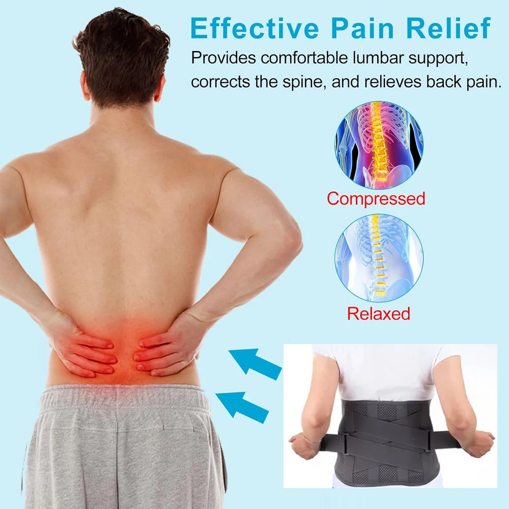 Back Brace with Lumbar Pad, Back Support Belt 3D Lumbar Heavy Lifting, Sedentariness, Lumbar Support for Herniated Disc,Sciatica