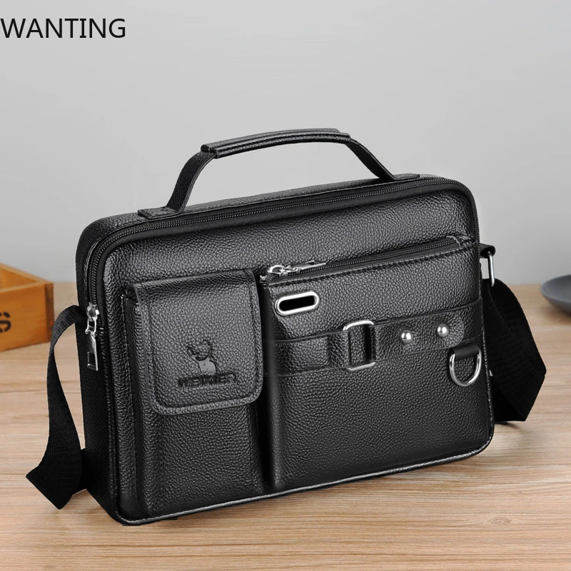 

Men Cross Body One Shoulder Bag Business Briefcases Casual Laptop Retro Office Male Messenger Top Handle Bag Handbag