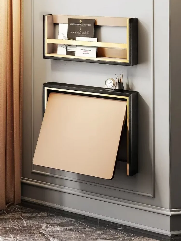 Modern invisible wall-mounted solid wood study desk, wall-mounted computer desk, reversible desk, foldable writing desk