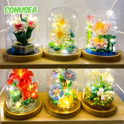 LED Building Blocks Eternal Flowers Bouquet Bonsai Mini Block Artificial Flower Brick Home Decoration Birthday Gifts girls kids