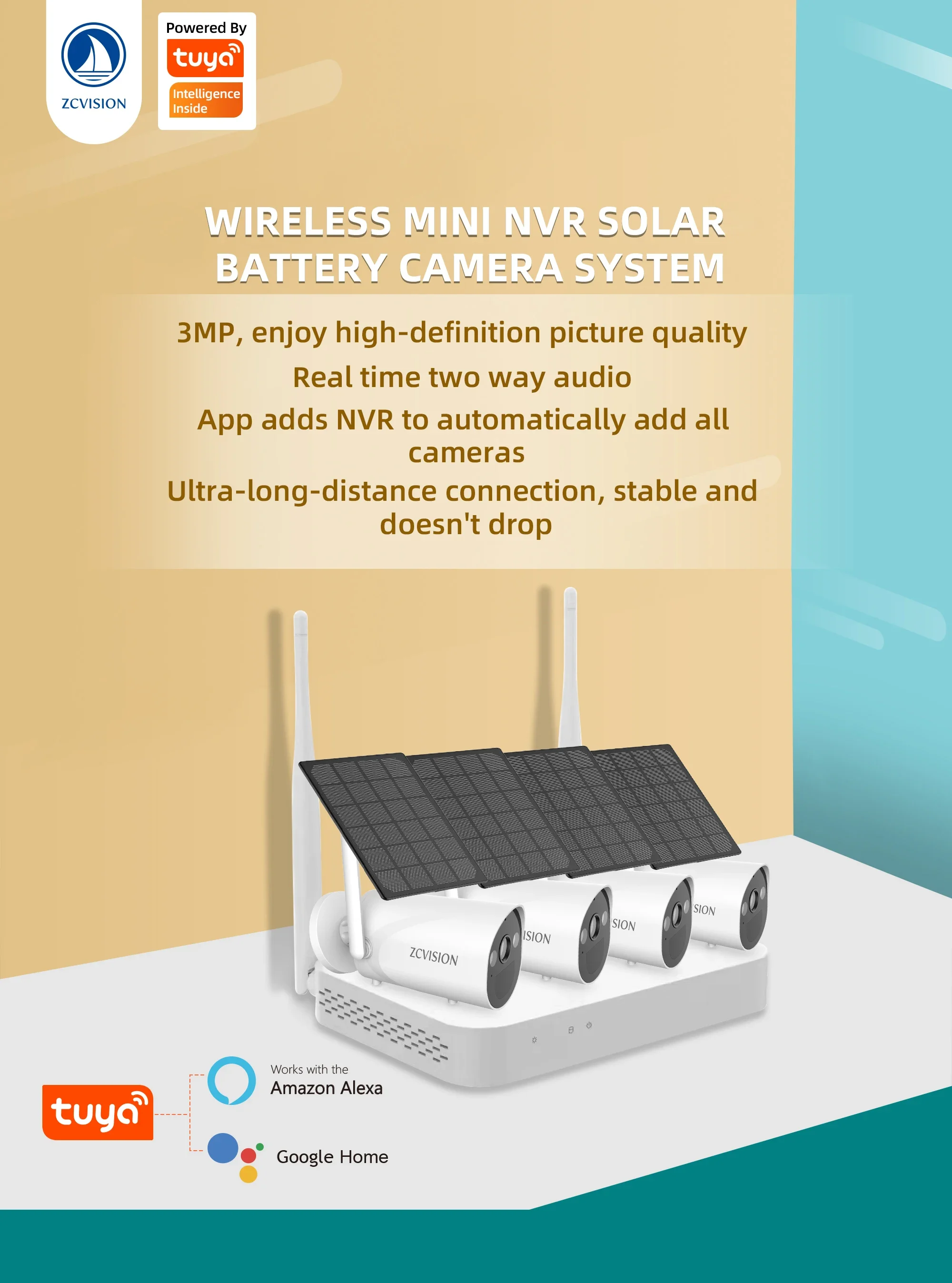 Kit Nvr per telecamera IP Wifi HD da 3 MP 4 canali Sistema di telecamere di sicurezza domestica Sistema di sorveglianza CCTV wireless