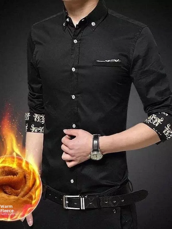 

Мужская теплая зимняя повседневная одежда с воротником, облегающая, в корейском стиле, с подкладкой