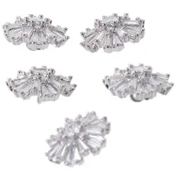 5 PCS Zircon Silver Rhinestone Buttons 16mm Flower Zircon Sliver Rhinestone Buttons Brass Crystal Embellishments Sew on Clothing