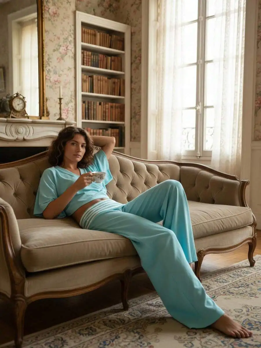 

Womens Wide Leg Loose Fit Sweatpants With Striped Waistband Aesthetic Lounge Pants