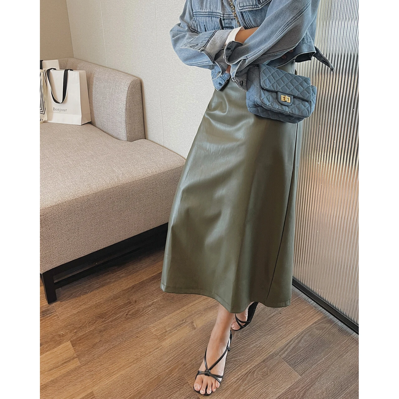 2022 Woman Maxi Midi Long Faux Pu Leather Skirts Y2k Clothes Sets New Oem Korean Fashion Harajuku Gothic Elegant Vintage Winter