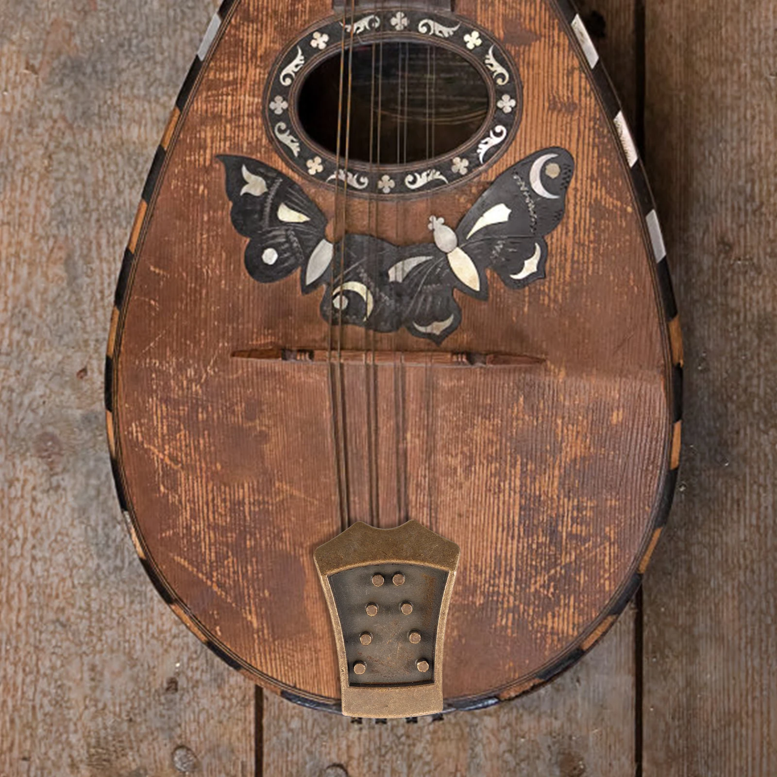 

Mandolin Bridge Tailpiece Metal Parts Accessories for Instrument Replacement 8 String Mandolin Supplies Coarse Copper Practical