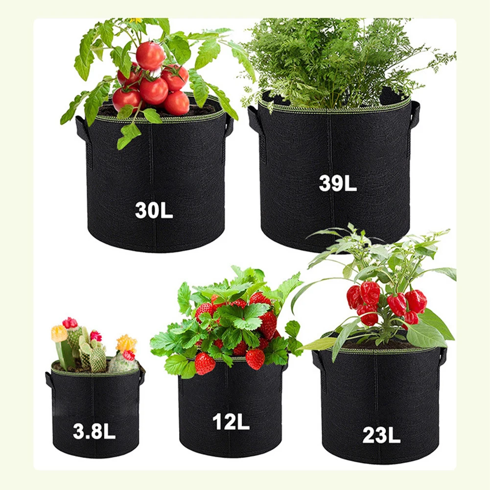 3/5/7/10 Gallon Fabric Plant Pots Grow Bags Breathable Plant Bag Gardening Tomato Strawberry Growing Planter Potato Planting Pot