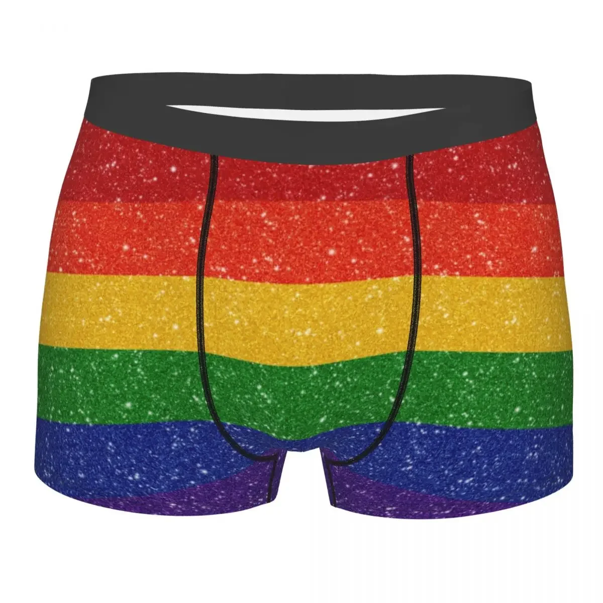 Faux Glitter Rainbow Pride Flag Underwear Sexy Breathbale LGBT Gay Lesbian Boxer Briefs Shorts Panties Soft Underpants For Male