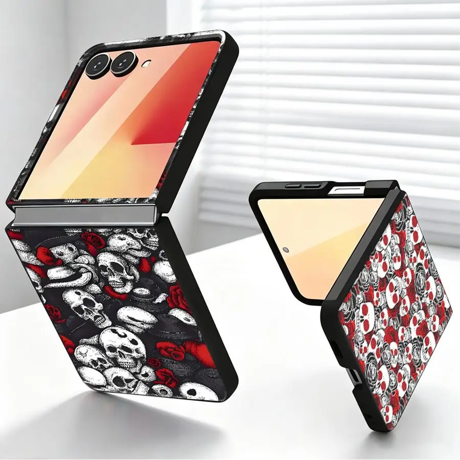 Case Suitable For Samsung For Galaxy Z Flip 8 Z Flip3 Z Flip6 Z Flip7 FE Z Flip5 Z Flip4 7 6 5 4 3 Back Phone Cover Skull