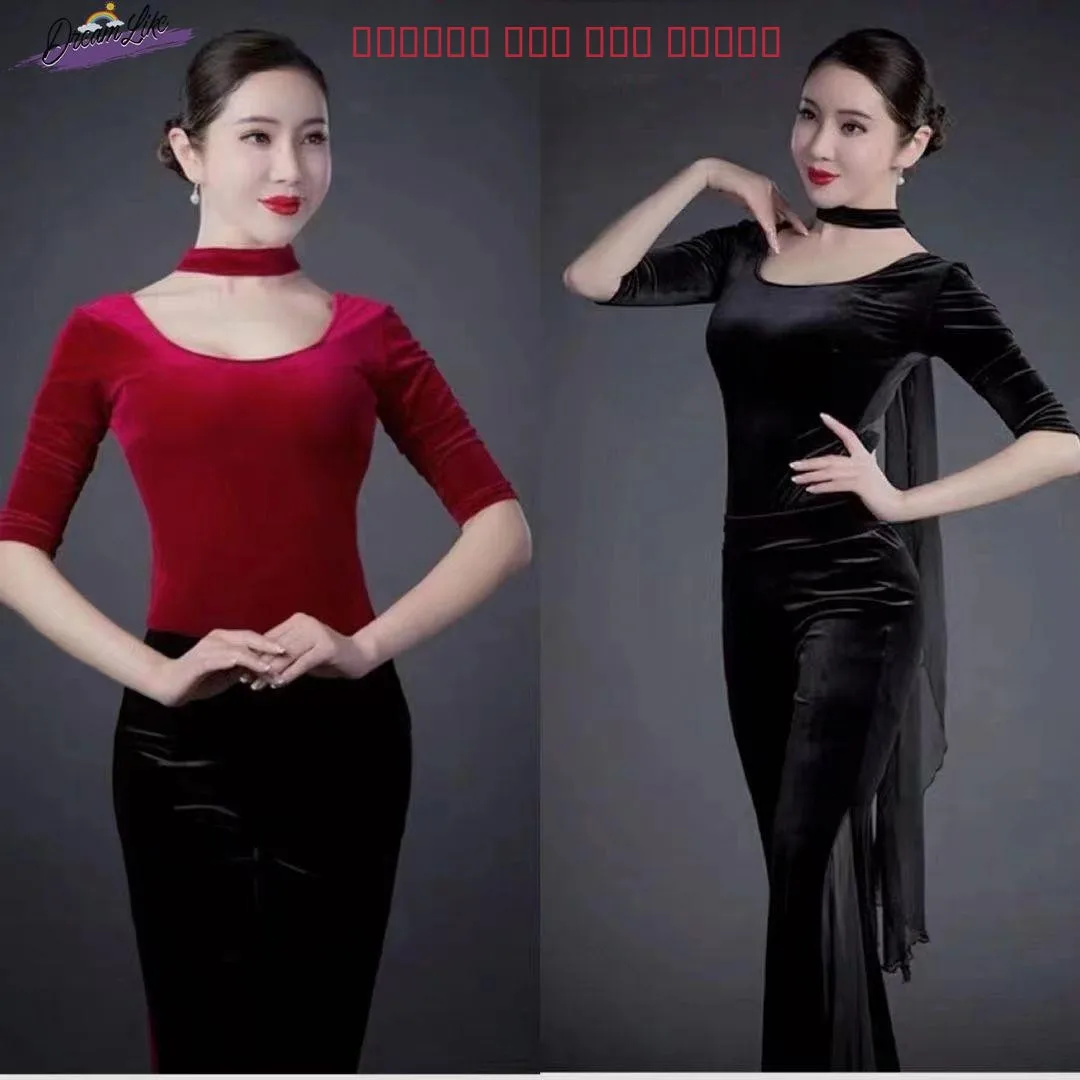 

Autumn Winter Gold Velvet Modern Dance Ensemble Ele Mannerism Costume Onesie Stage Performance Traditional Ethnic Women's...