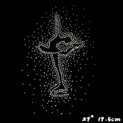 2PC/Dancer Girl Rhinestone Glitter Sweat Iron on Transfer Hot Fix Rhinestone Motif for Shirt Sparkling Clothing Decoration