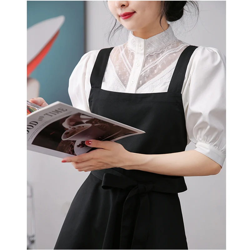 Kitchen Cooking Apron Dress Woman Girl With 2 Pocket Hairdressing Salon Coffee Shop Waiter Work Pinafore Gardening BBQ Home Bib