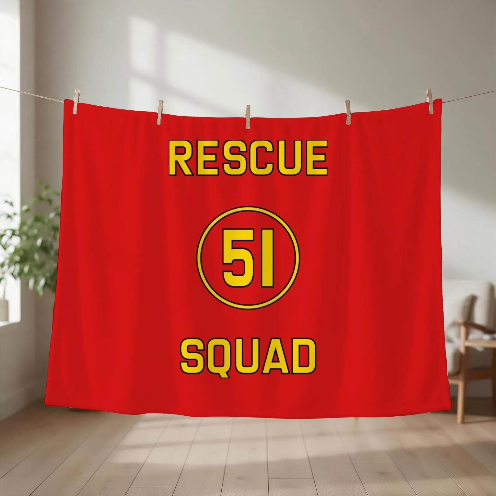 Emergency Squad 51 Rear of Truck Reproduction Logo Throw Blanket couch cozy soft plush fuzzy picnic outdoor blanket