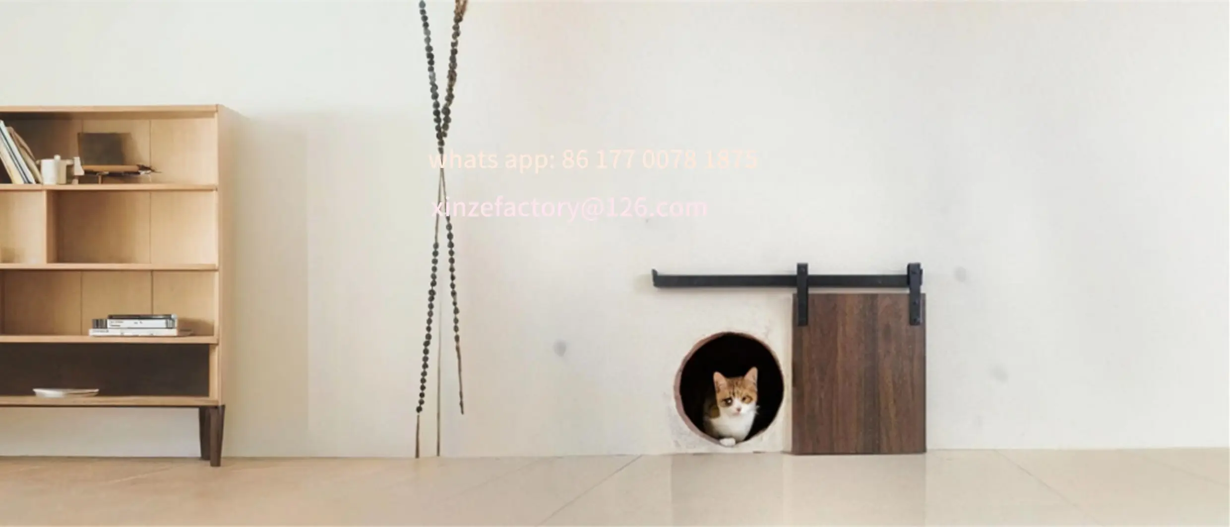 Customizable  Barn Door Sliding Pet Free in Out Bedroom Suspension Hole Dog Hole