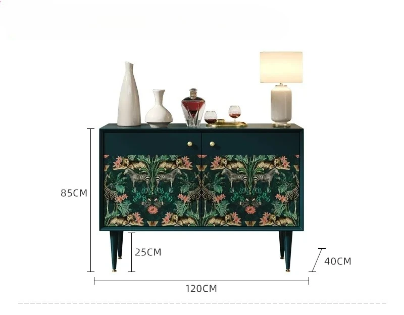 

G American painted dining side cabinet light luxury living room wall decorative cabinet furniture solid wood painted locker