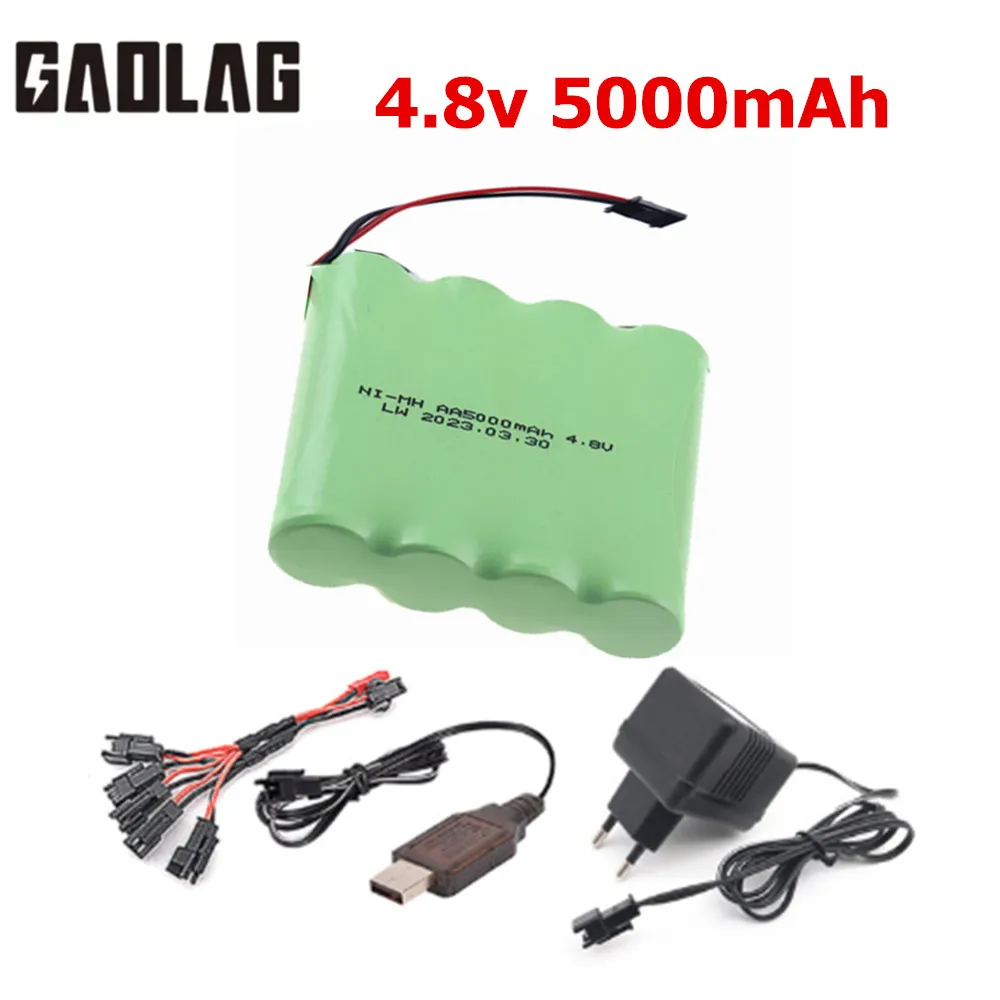 4.8v 5000mah AA Battery Or Charger For Rc toys Cars Tanks Robots Boats Guns Ni-MH AA 4.8v Rechargeable Battery Pack With SM Plug