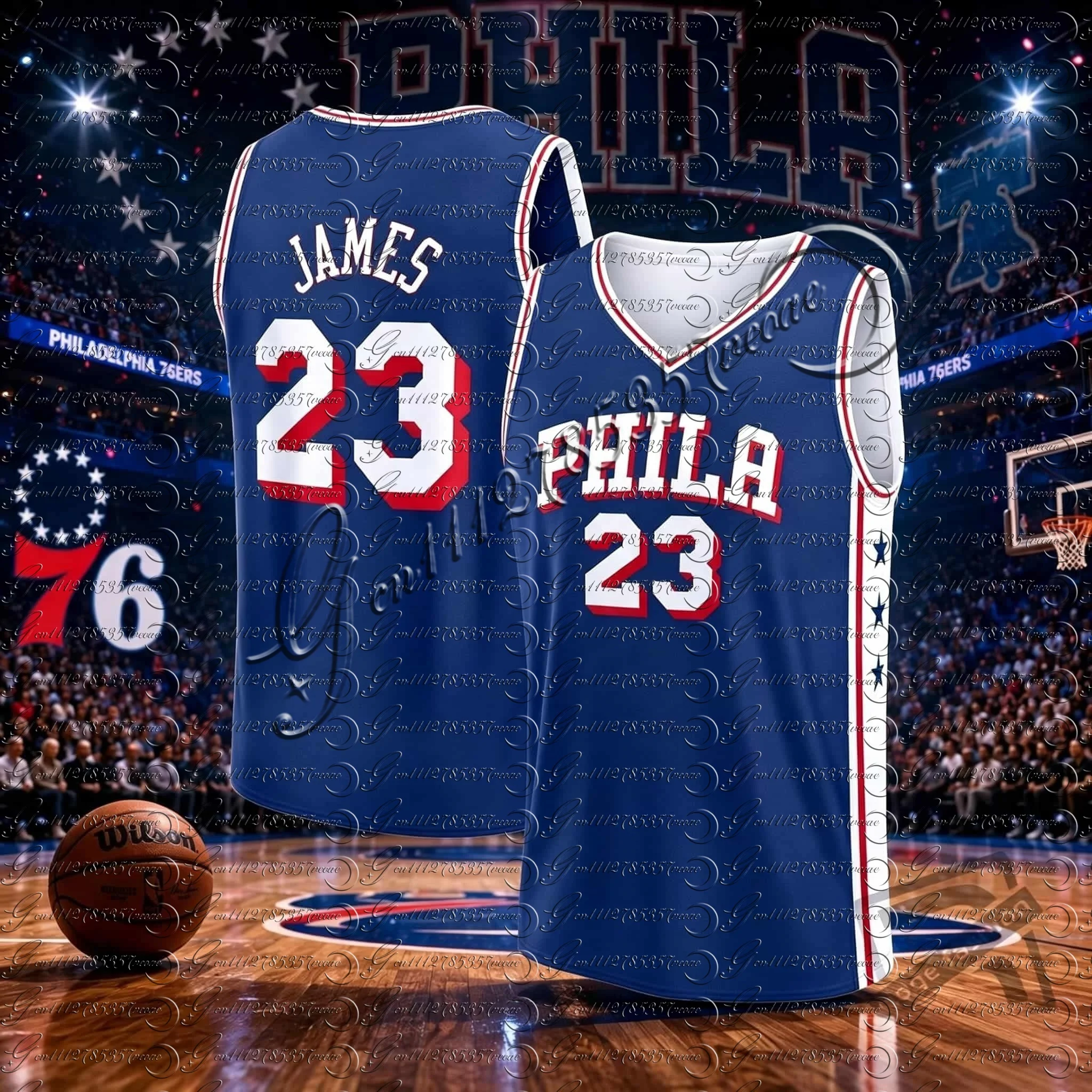 Herren PHILA Basketballtrikot Ärmellos Vintage Shirts Atmungsaktive Sportbekleidung Fan Match Trainingsweste FamilyMatching – Detail 13