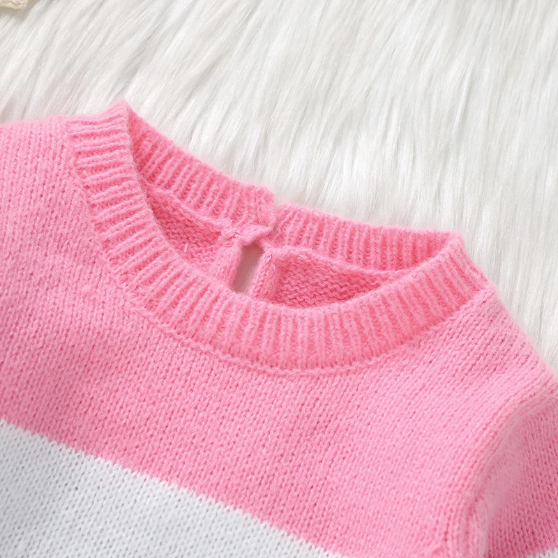 Newborn Baby Rompers Knit Infant Girl Jumpsuit Long Sleeve Autumn Toddler Kid Clothes Fashion Striped Loving 0-18M Overalls Warm