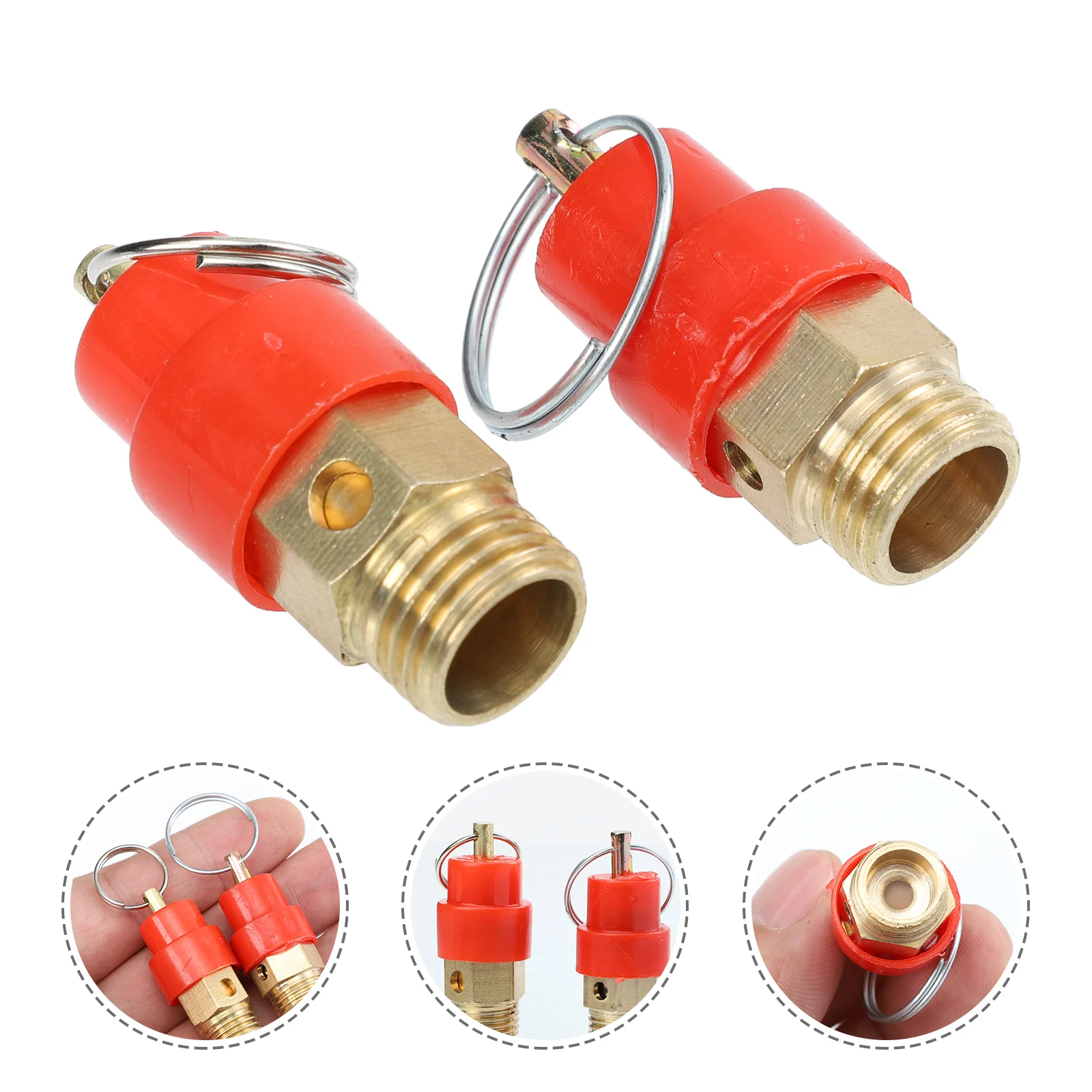 

2 Pcs Air Compressor Safety Valve High Quality Materials Long Service Life Simple Installation Practical External Thread Valves