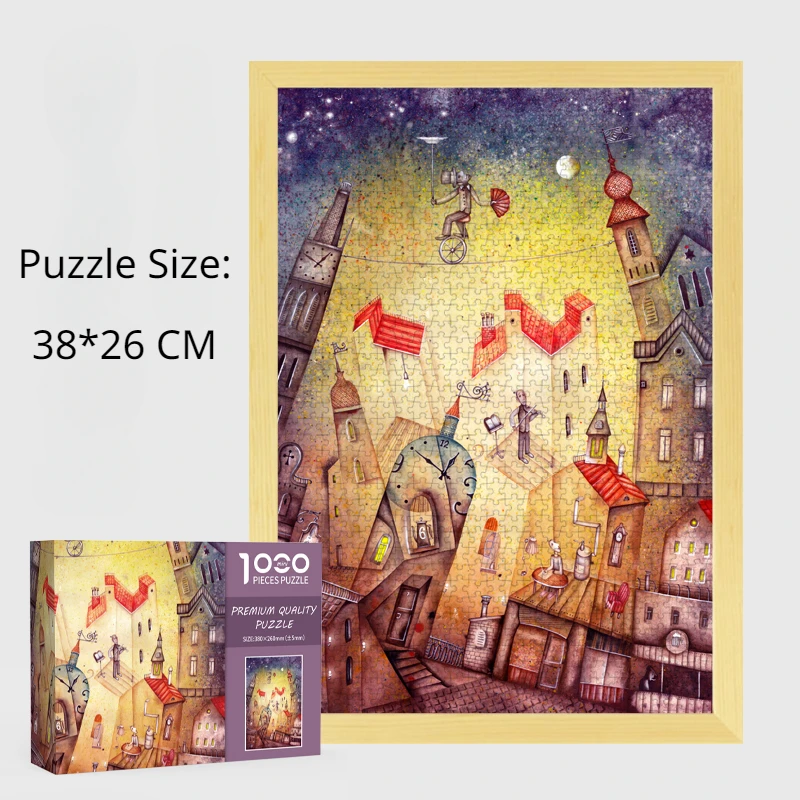 

38*26cm White Cardboard Mini 1000 Piece Fairyland Jigsaw Puzzle Stress Relief Entertainment Toys High Quality Christmas Gift
