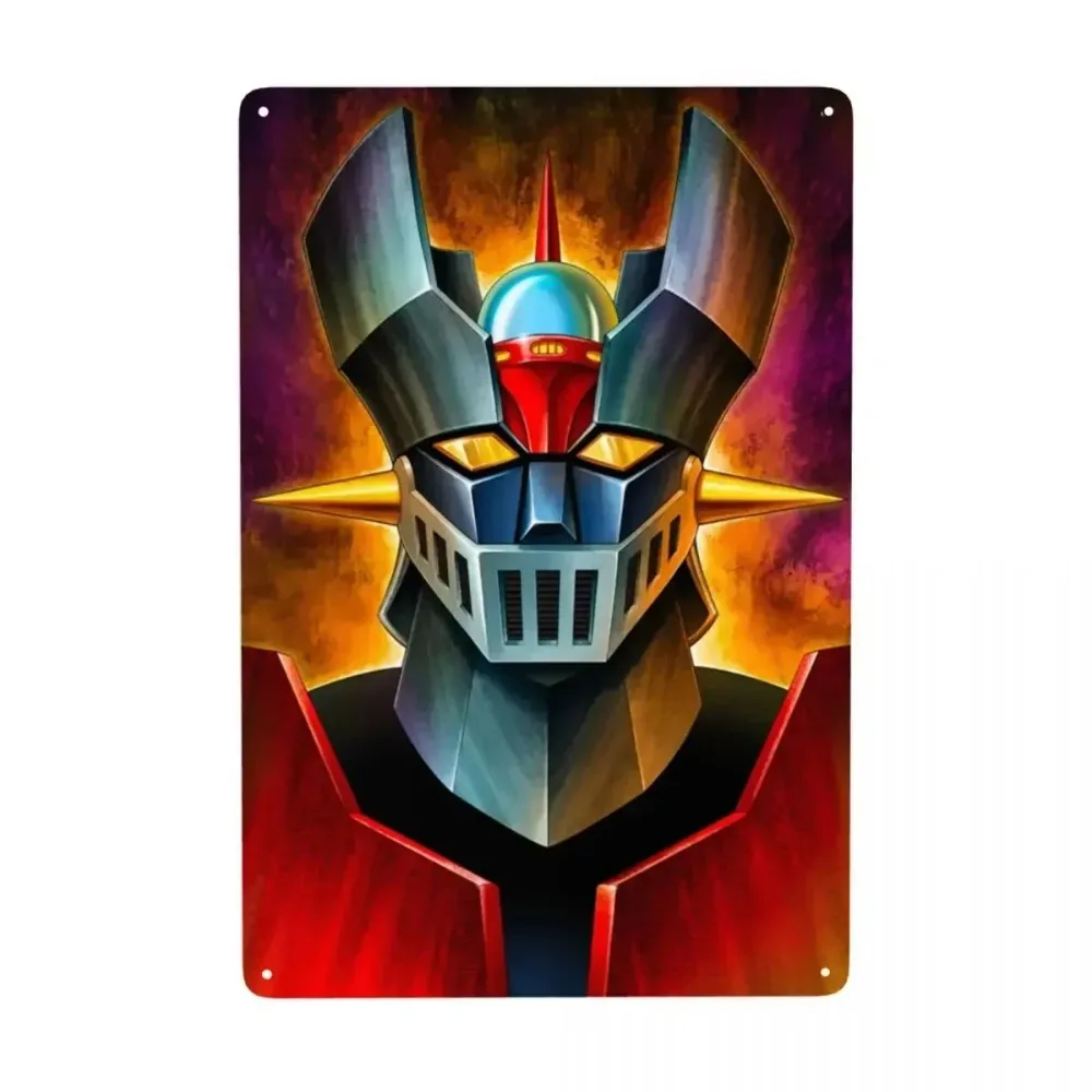 （2D Tin painting）Vintage UFO Robot Mazinger Z Metal Tin Sign - Custom Anime Manga Plaque, Pub Cafe Yard Wall Art Decor Poster