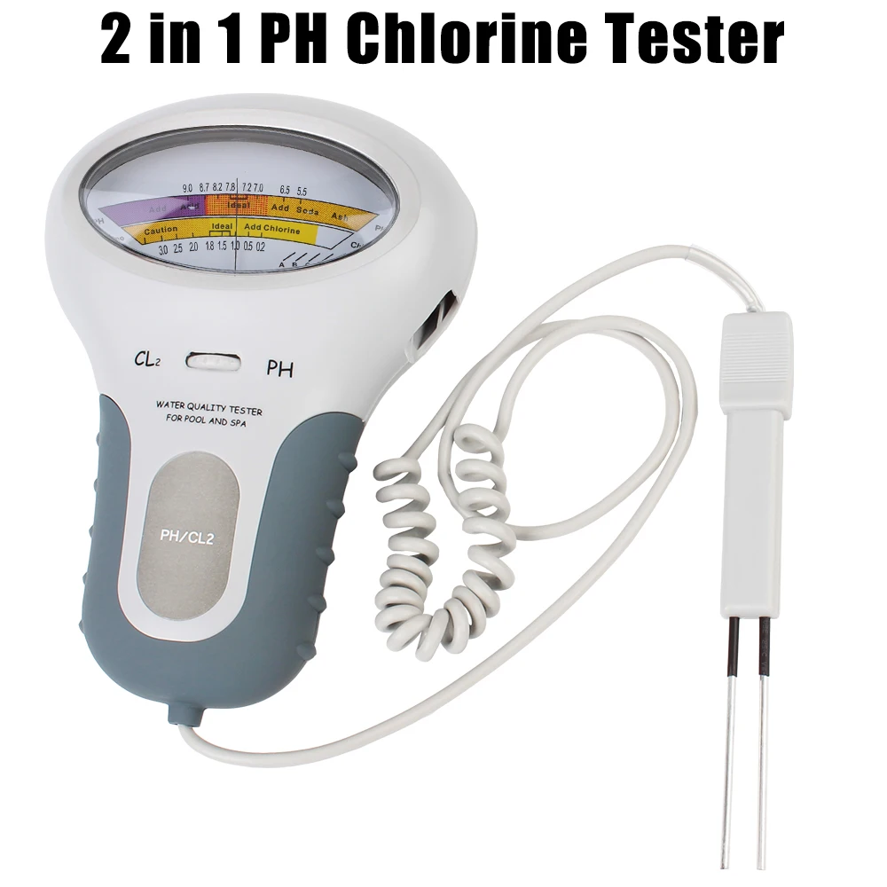 Chlorine Tester For Pool Aquarium PC-102 PH Tester Water Quality Testing Device PH Chlorine Meter CL2 Measuring 2 in 1