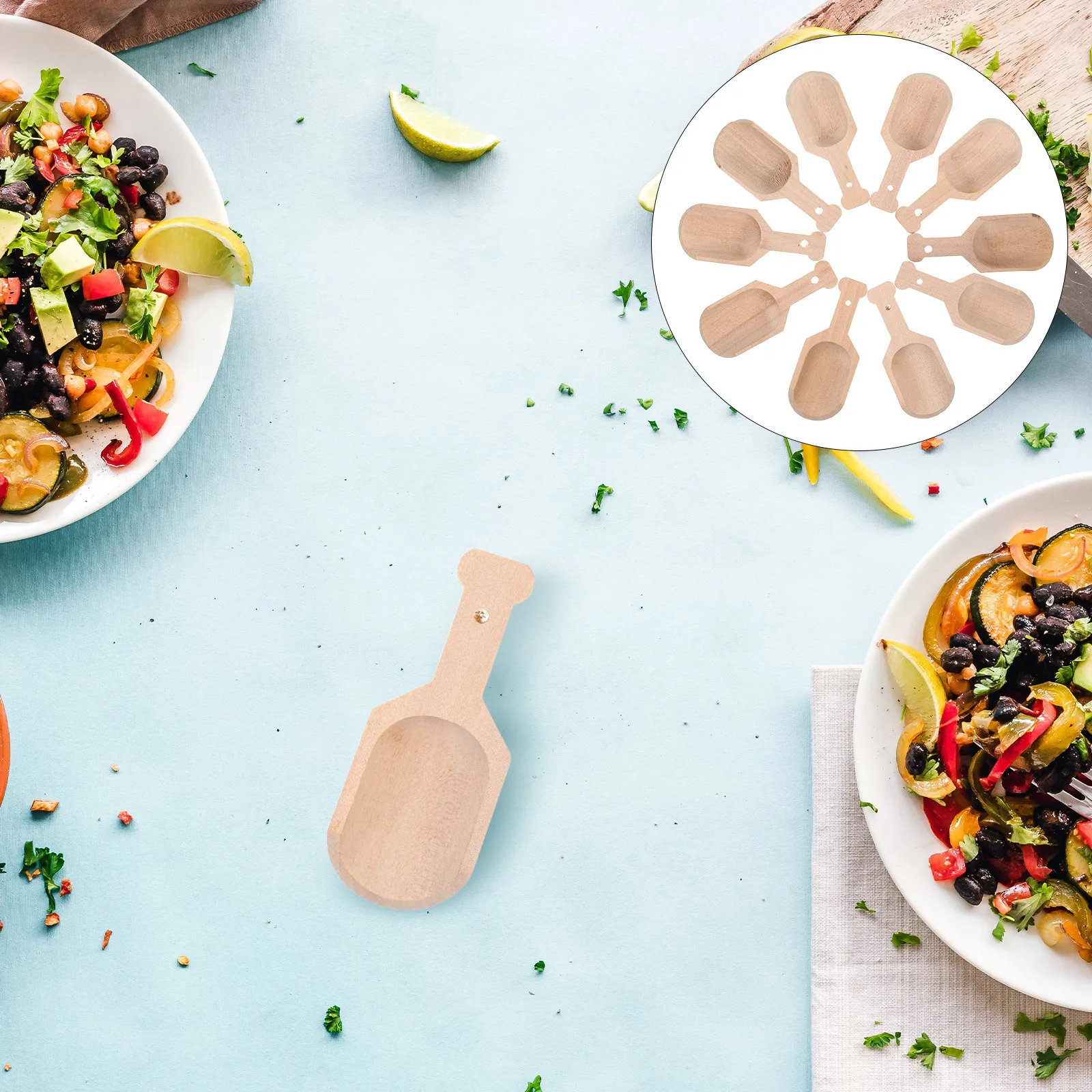 

10Pcs Japanese Style Wooden Tea Spoons Small Coffee Salt Scoop Kitchen Accessories for Tea Parties Home Office