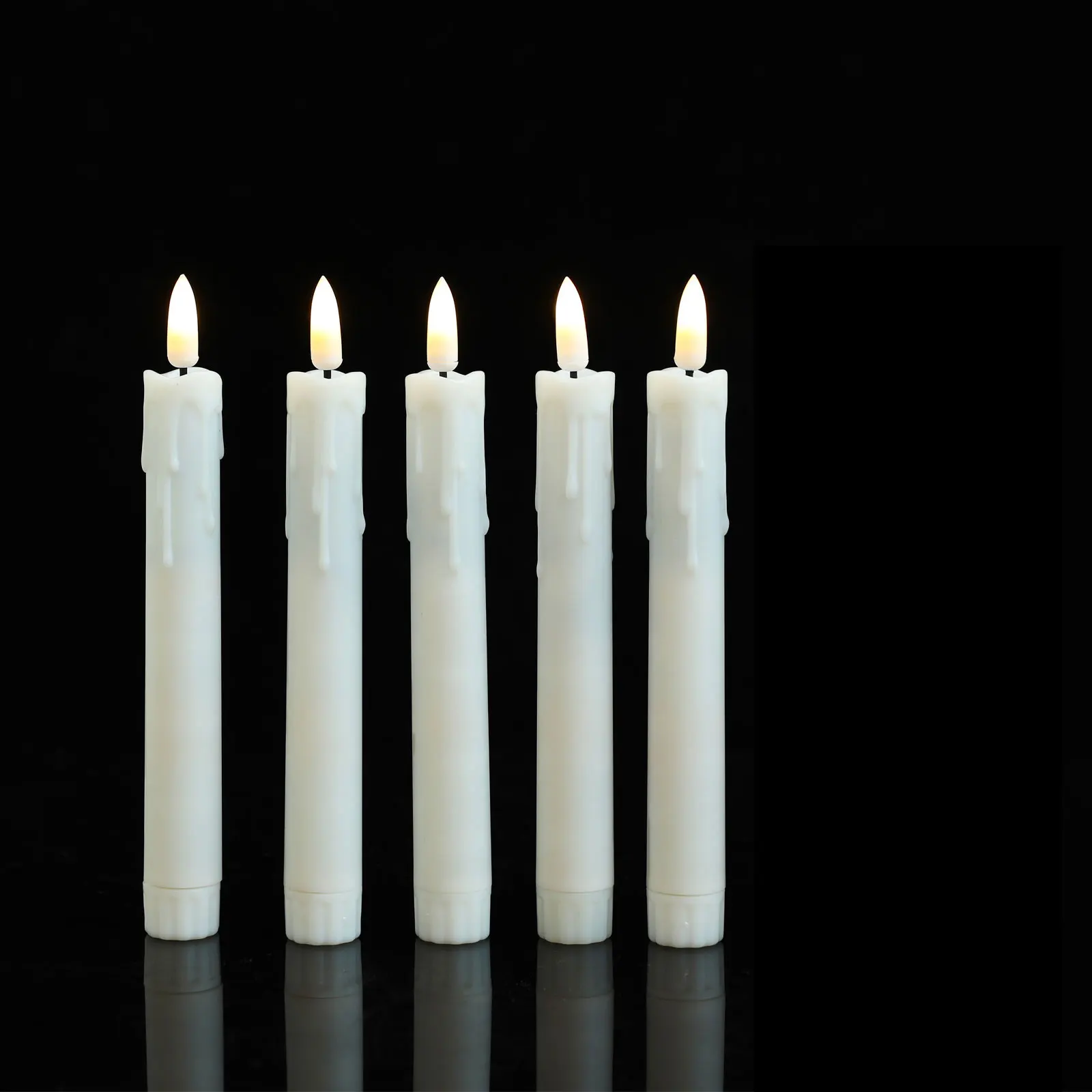 3/4/5 Pieces 7 inch Warm White Short Smokeless Decorative LED Taper Candles,Realistic Battery Powered Christmas Candlesticks