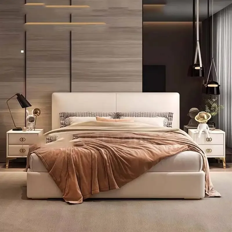 Elegant Nordic Platform Bed Tall Pretty Unique Wood Modern King Bed Bases Bedroom Lit Pliable Camas Queen Size Furniture Home