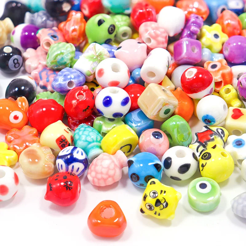 Mixed Shaped Colored Ceramic Beads For Jewelry Making DIY Earring Bracelet Flower Shape Animal Shape Ceramic Jewelry Accessories