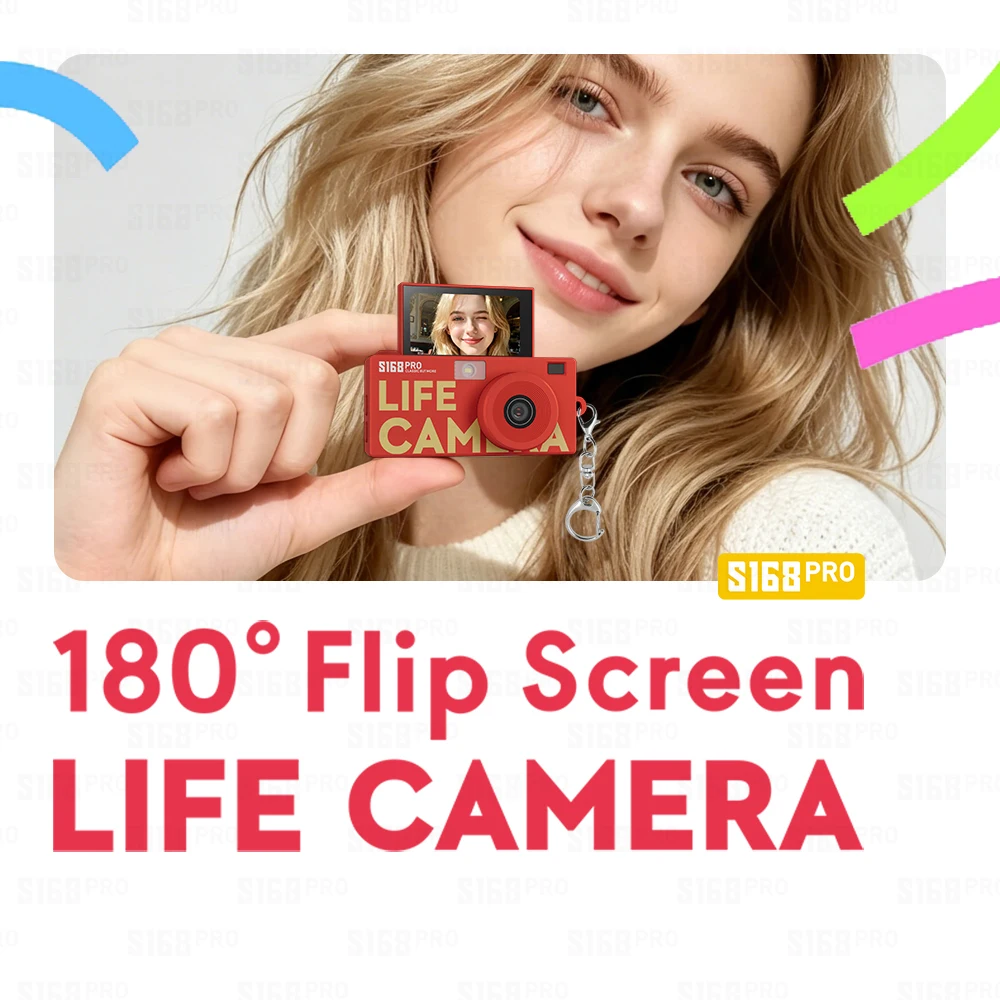 S168 PRO 1.47inch Flip Screen Mini Camera 1080P HD Video Camcorder Retro Style Portable Pocket Digital Camera Selfie Gift Camera
