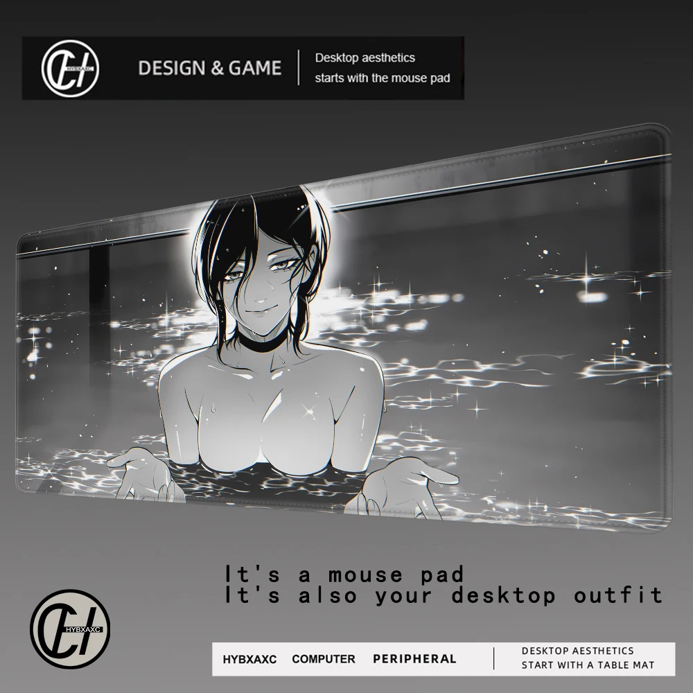 

Коврик для мыши для ноутбука Kawaii Anime Girl Reze Коврик для клавиатуры ПК Черно-белый цветок Настольный коврик для мыши C-chainsaw Man Gaming Mousepad