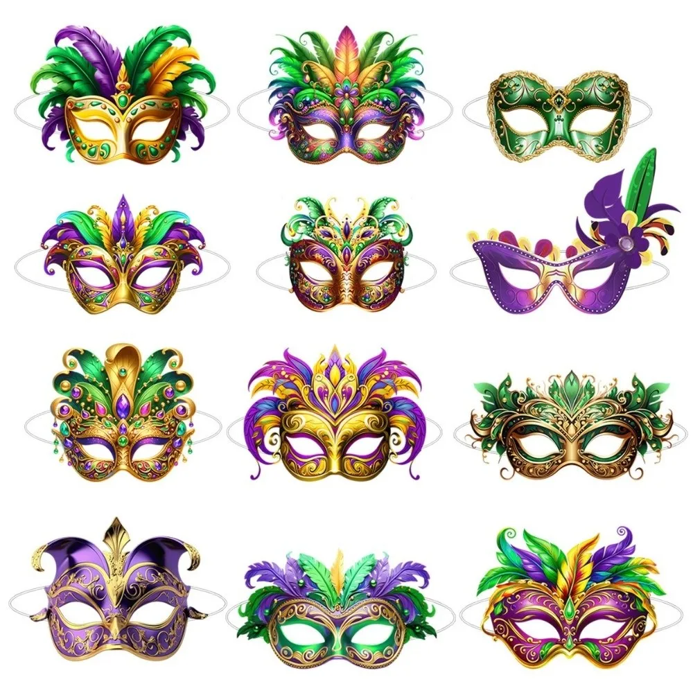 6Pcs Fashion Venetian Party Carnival Masquerade Mask DIY Brazilian Carnival Mardi Gras Mask Paper Eye Mask Party Makeup Ball