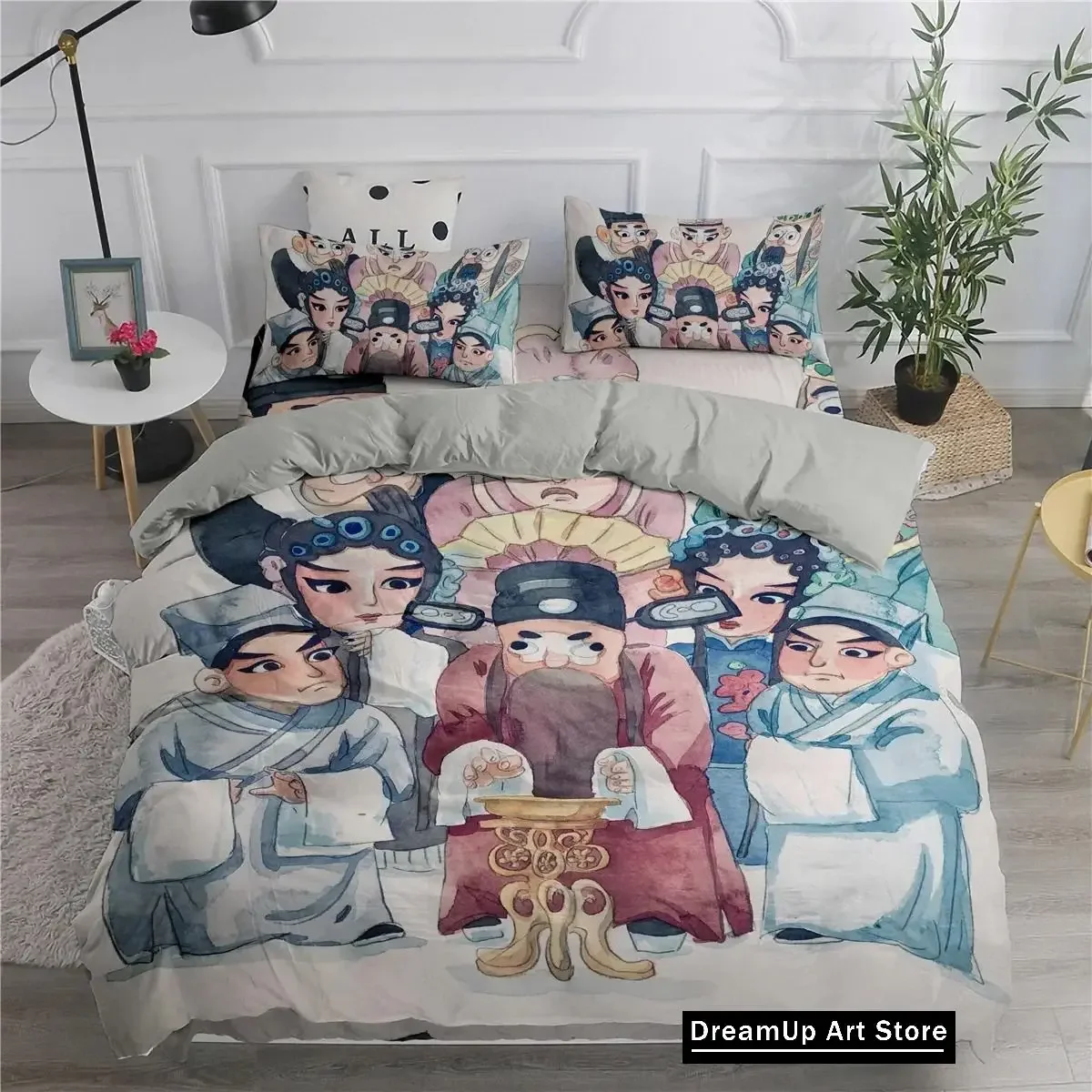 Peking Opera Chinese Traditional Opera Culture Combined Bedding Set Boys Girls Twin Queen Full Size Duvet Cover Pillowcase Bed