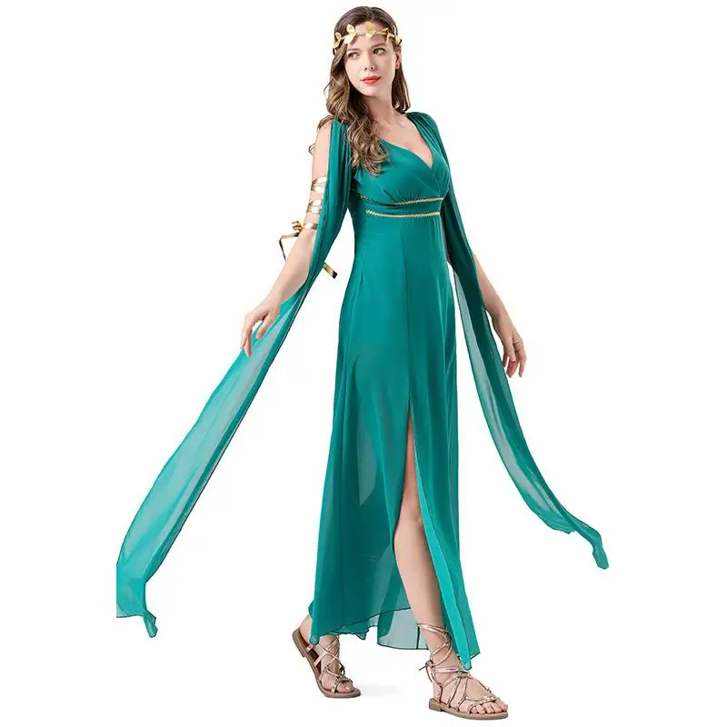 Jupe longue Sexy, Statue de dieu d'halloween, Costume de Cosplay en mousseline de soie, vêtements ethniques traditionnels pour spectacle sur scène pour femmes