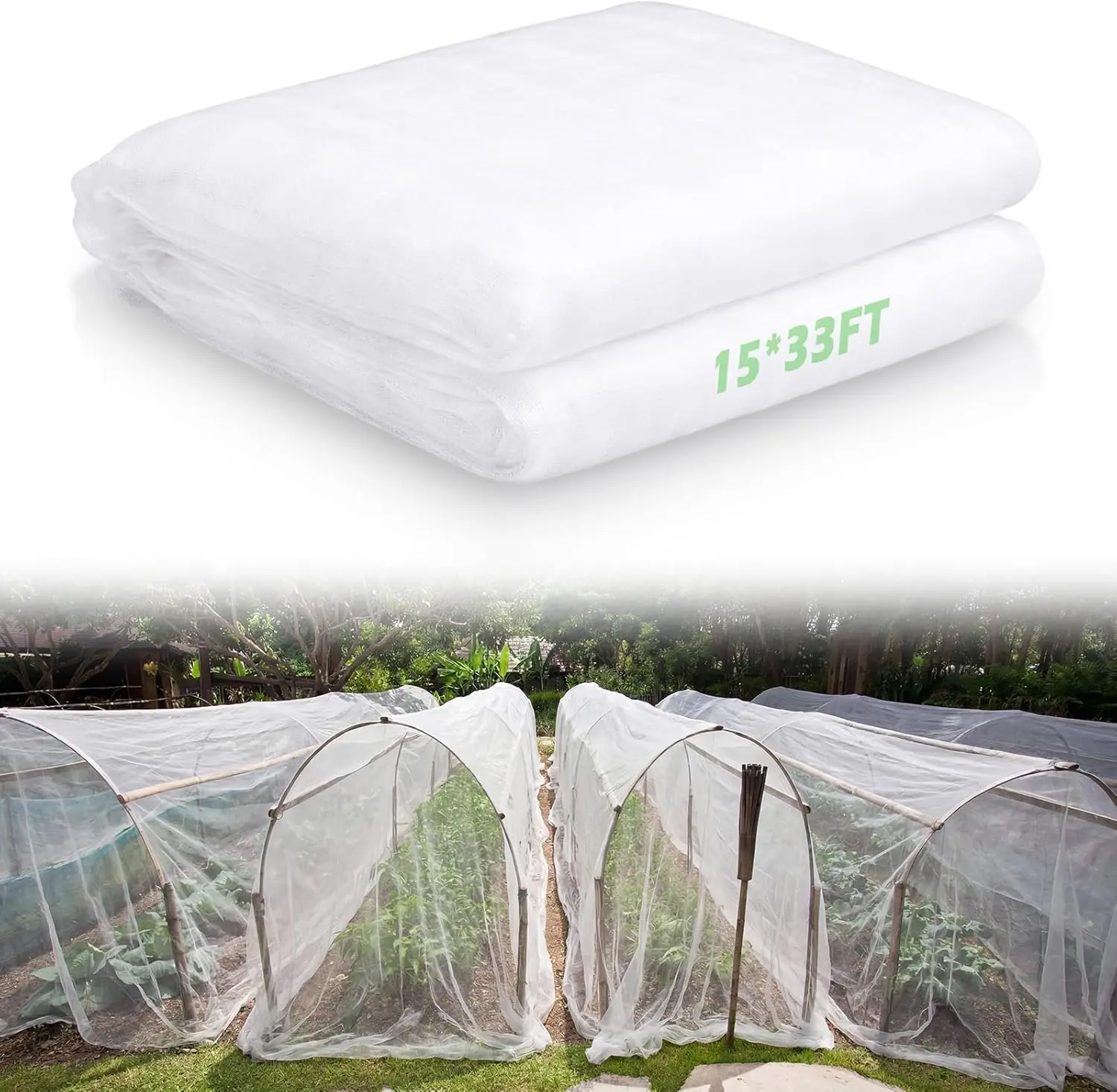 

Сетка для защиты растений от вредителей 15 x 33 фута, сверхбольшая, белая, ультратонкая сетка для фруктовых деревьев, защита от насекомых