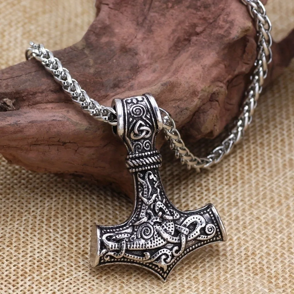 Retro Viking Triangle Knot Design Vegvisir Anchor Nordic Rune Amulet Variety Weapons Style Chain Pendant Punk Rock Jewelry