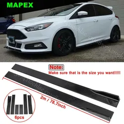 For 2015+ FORD FOCUS ST 78.7'' Side Skirts Splitter Extension Lip Glossy Black