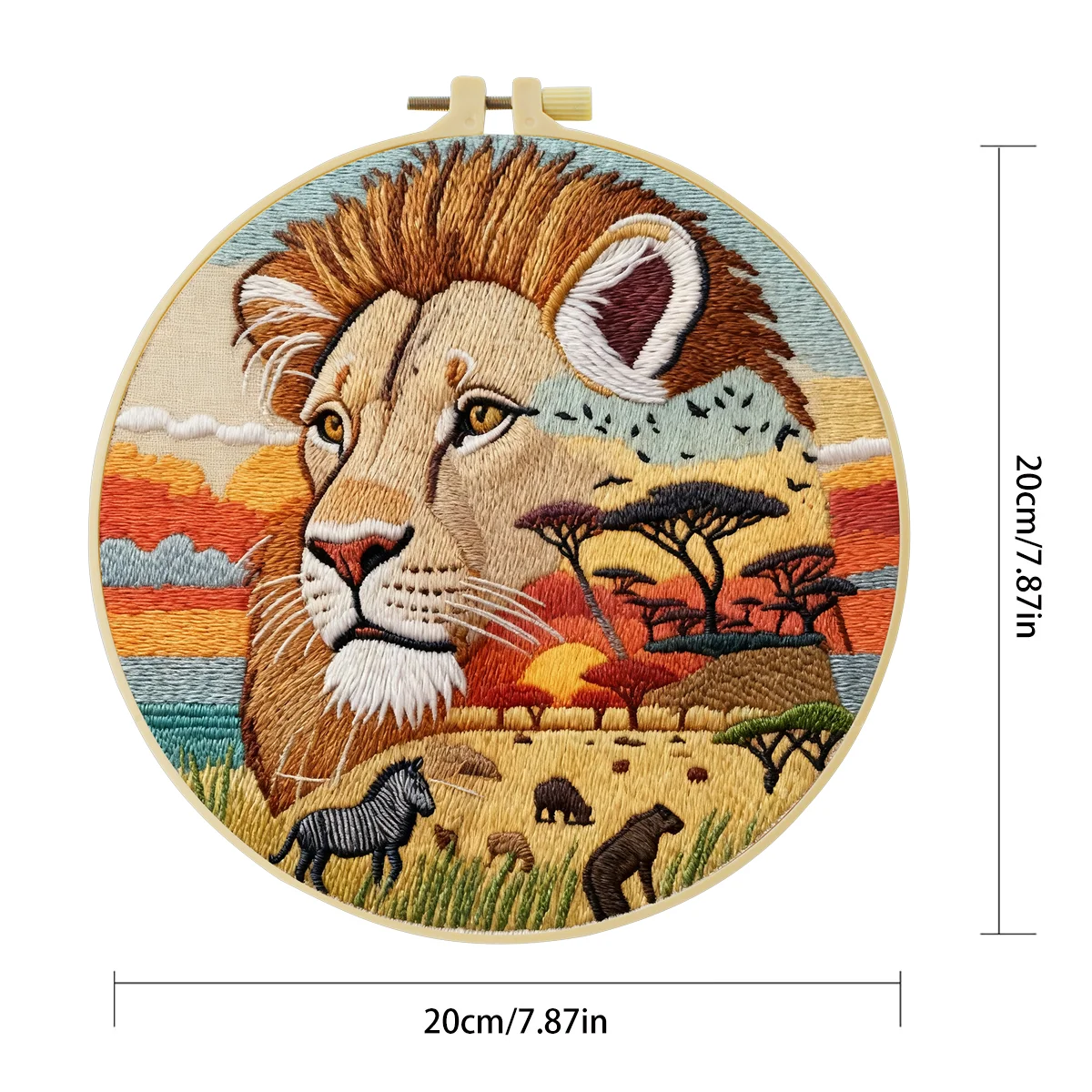 1 Stück 20X20CM/15X15CM 7,87/6,3 Zoll Tierwelt-Stickerei-Starter-Kit DIY-Kit DIY-Stickerei-Set für Anfänger – Detail 4