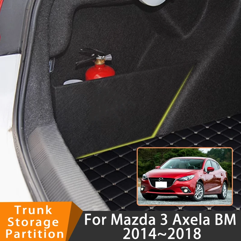 

Auto Accessories For Mazda 3 Axela BM 2014~2018 2015 Car Upgrade Organizer Trunk Side Partition Trunk Interior Storage Box Parts