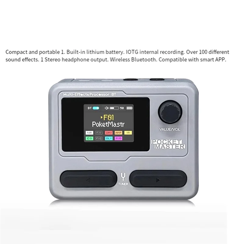 ABKV-Pocket Master 1.77 LCD Screen Electric Guitar Bass Amplifier Modeling IR Multi-Effect With OTG Looper