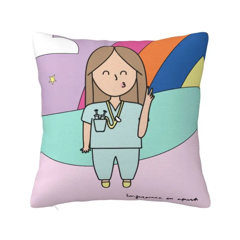 Nordic Cartoon Doctor Nurse Printed Cushion Cover 40x40 Cm Soft Polyester Throw Pillow Case For Sofa Home Decoration Pillowcase